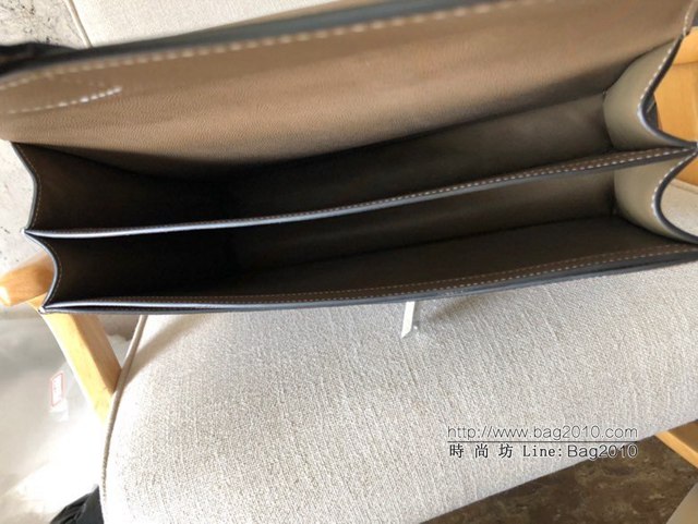 Hermes男包 愛馬仕Kelly公事包38cm Epsom手掌紋大象灰銀扣 Hermes男士手提包  tdh2088